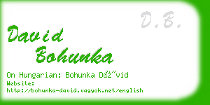 david bohunka business card